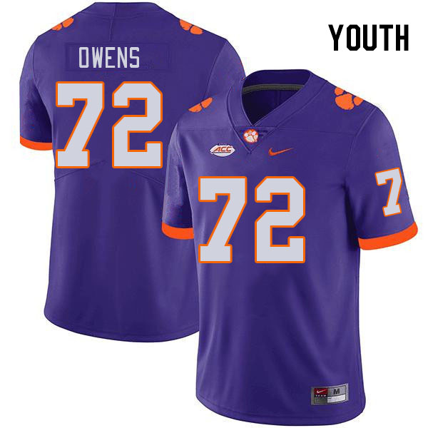 Youth Clemson Tigers Zack Owens #72 College Purple NCAA Authentic Football Stitched Jersey 23WA30YJ